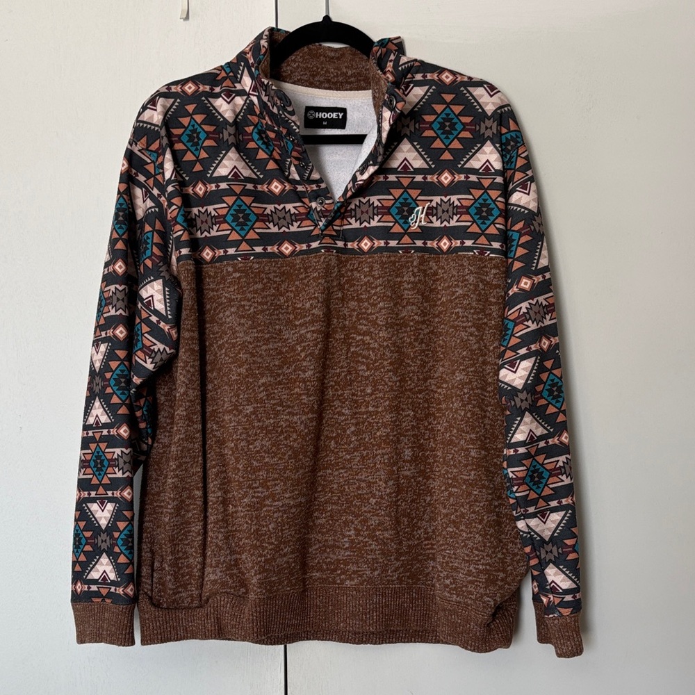 Brown Patterned Men's Hooey Pullover - image 1